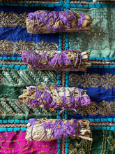 Load image into Gallery viewer, White Sage and Purple Statice Floral Smudge Stick
